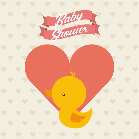 baby shower card with cute duck icon. colorful design. vector illustrationのイラスト素材