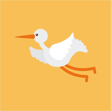 cute stork flying over yellow background. vector illustrationのイラスト素材
