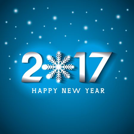Happy new year 2017 card with snowflake icon. colorful design. vector illustrationのイラスト素材