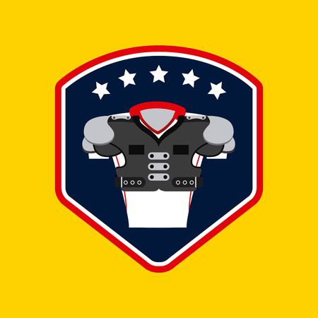 american football with body protection element over  yellow background.  colorful design. vector illustrationのイラスト素材