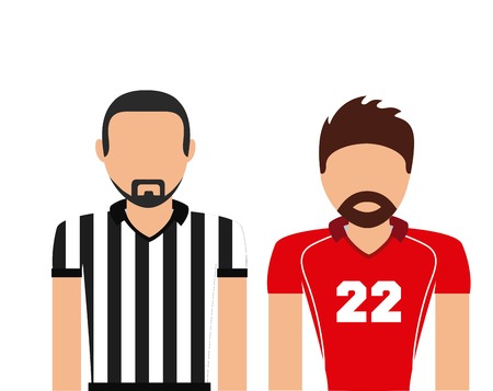 american football player and referee over white background. colorful design. vector illustrationのイラスト素材