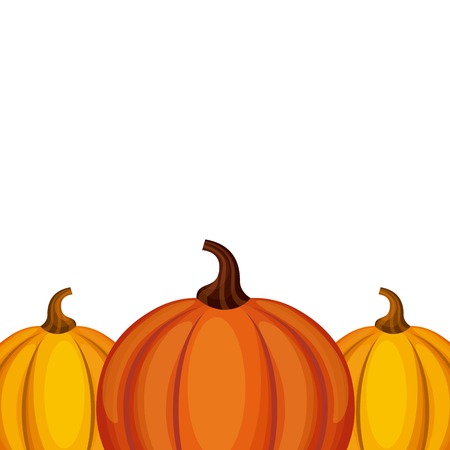 happy thanksgiving card with decorative pumpkin icons over white background. colorful design. vector illustrationのイラスト素材