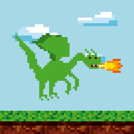 pixelated video game icons vector illustration designのイラスト素材