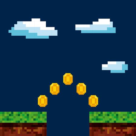 Pixelated video game icons vector illustration designのイラスト素材