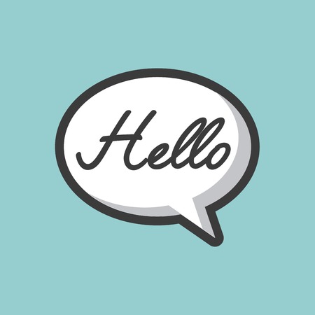 communication bubble with hello word  over blue background. vector illustrationのイラスト素材