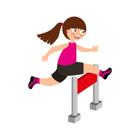 little girl in obstacle race vector illustration designのイラスト素材