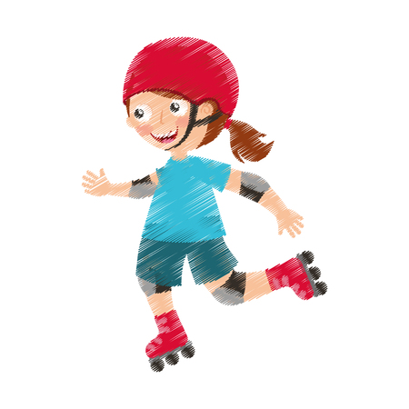 little skater avatar icon vector illustration designのイラスト素材