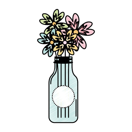cristal bottle with flowers isolated icon vector illustration designのイラスト素材