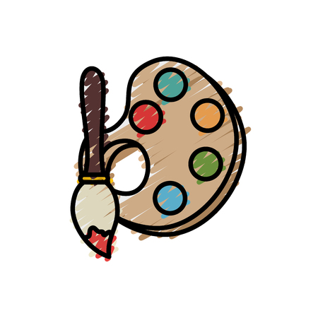 paint palette and brush icon over white background. colorful design. vector illustrationのイラスト素材