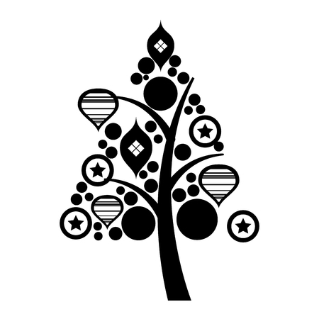 merry christmas pine tree vector illustration designのイラスト素材