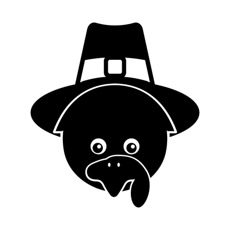Thanksgiving turkey character icon vector illustration designのイラスト素材