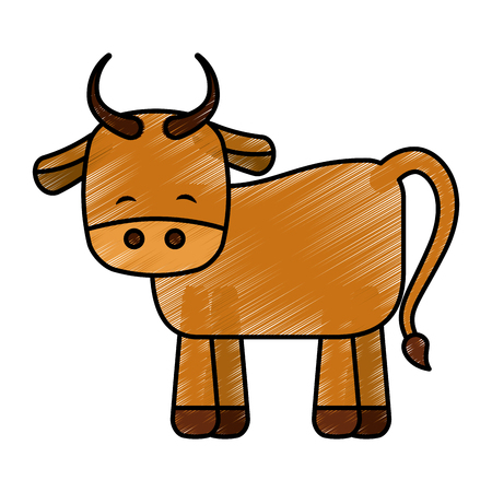 cute ox manger character vector illustration designのイラスト素材