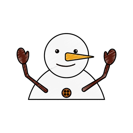 cute snowman character icon vector illustration designのイラスト素材