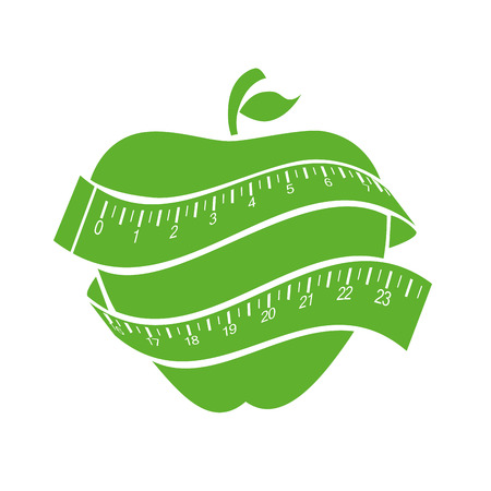 apple with measurement tape around over white background. vector illustrationのイラスト素材