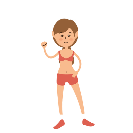 woman wearing sport clothes, cartoon icon over white background. fitness lifestyle concept. colorful design. vector illustrationのイラスト素材