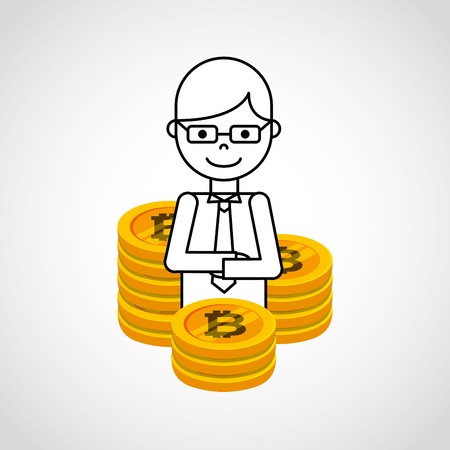 Bitcoins investment business icons vector illustration designのイラスト素材
