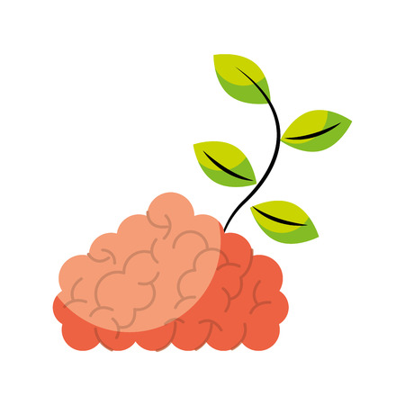 storm brain with leafs plant isolated icon vector illustration designのイラスト素材