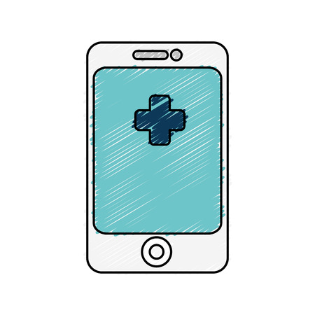 smartphone with medical app isolated icon vector illustration designのイラスト素材