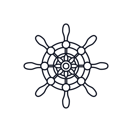 Rudder wheel icon over white background. vector illustrationのイラスト素材
