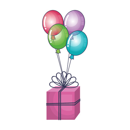 gift box present with balloons air vector illustration designのイラスト素材