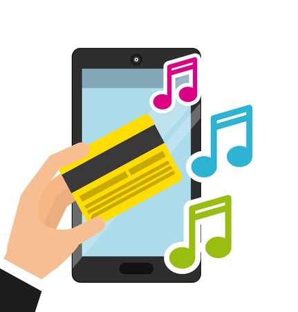 mobile music commerce online vector illustration designのイラスト素材