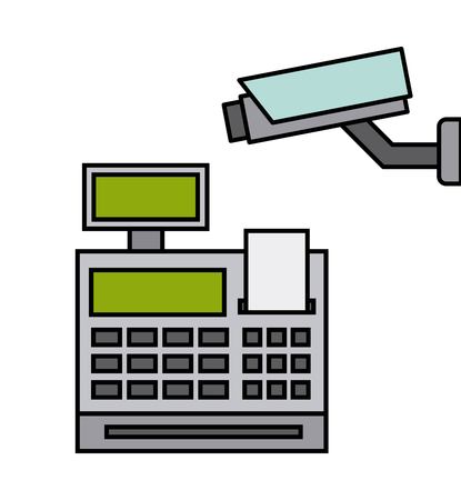 security camera with register machine vector illustration designのイラスト素材