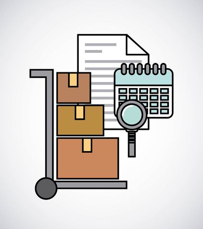 cart boxes delivery service line icons vector illustration designのイラスト素材