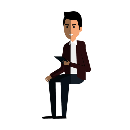 businessman with smartphone avatar character icon vector illustration designのイラスト素材