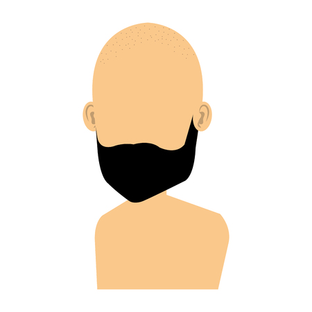young man bald shirtless avatar character vector illustration designのイラスト素材