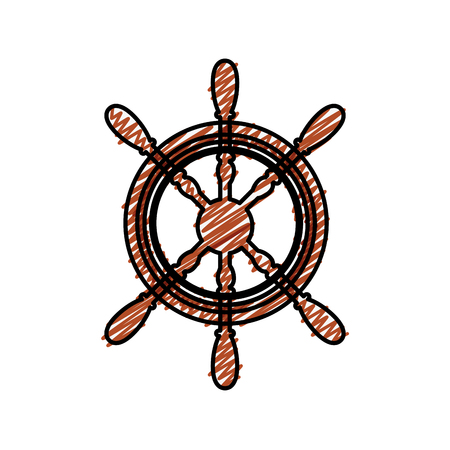 rudder wheel icon over white background. sea lifestyle concep. vector illustrationのイラスト素材