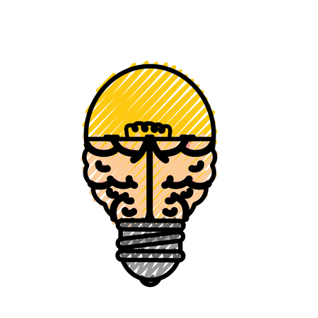 brain bulb light icon over white background. vector illustrationのイラスト素材