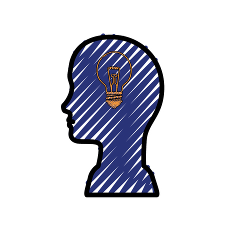 head with bulb light icon over white backgorund. colorful design. vector illustrationのイラスト素材