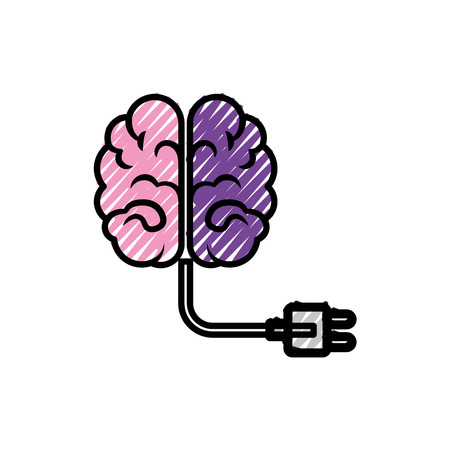 colorful human brain icon over white background. vector illustrationのイラスト素材