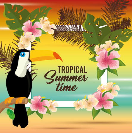 tropical summer time poster vector illustration designのイラスト素材