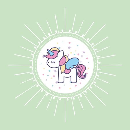 hand drawn cute unicorn icon vector illustration designのイラスト素材