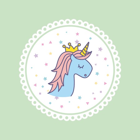hand drawn cute unicorn icon vector illustration designのイラスト素材