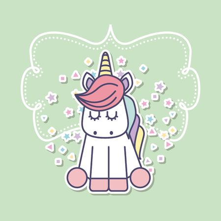 hand drawn cute unicorn icon vector illustration designのイラスト素材