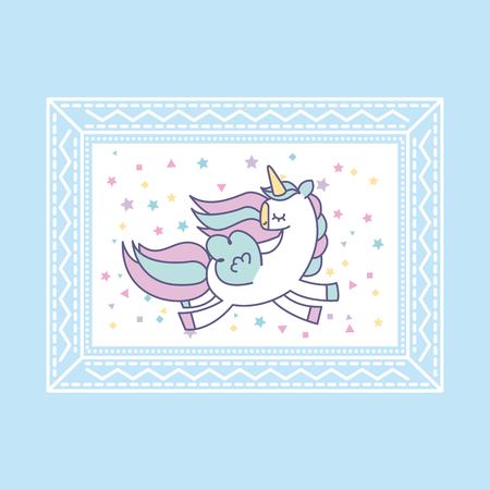 hand drawn cute unicorn icon vector illustration designのイラスト素材