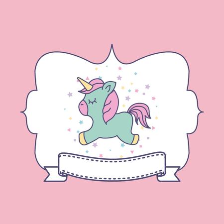 hand drawn cute unicorn icon vector illustration designのイラスト素材