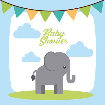 animal cute baby shower invitation vector illustration designのイラスト素材