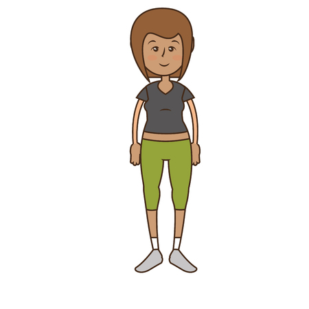 woman wearing sport clothes, cartoon icon over white background. fitness lifestyle concept. colorful design. vector illustrationのイラスト素材