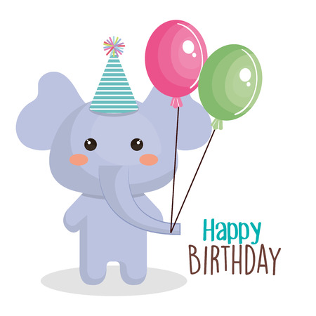 happy birthday card with tender animal vector illustration designのイラスト素材