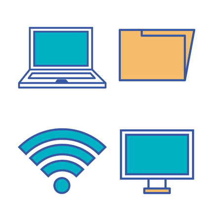 internet technology set flat icons vector illustration designのイラスト素材