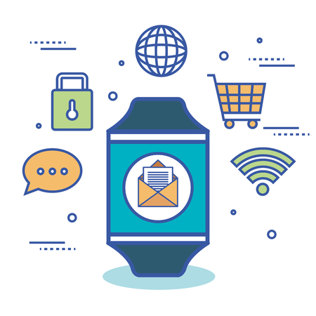 internet technology set flat icons vector illustration designのイラスト素材