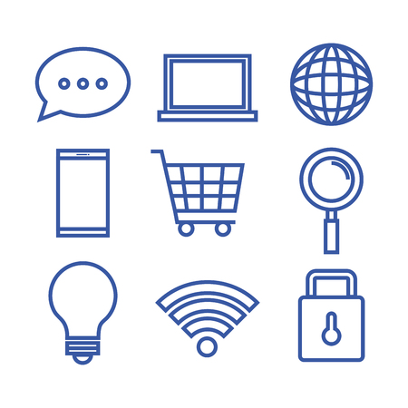 internet technology set flat icons vector illustration designのイラスト素材