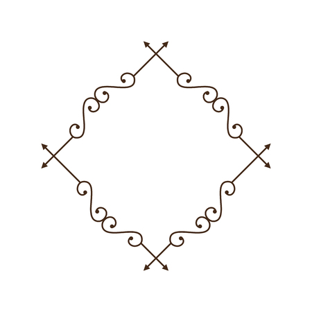 decorative vintage frame in rhombus shape icon over white background. vector illustrationのイラスト素材