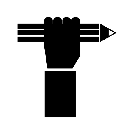 Hand human with pencil school isolated icon vector illustration designのイラスト素材