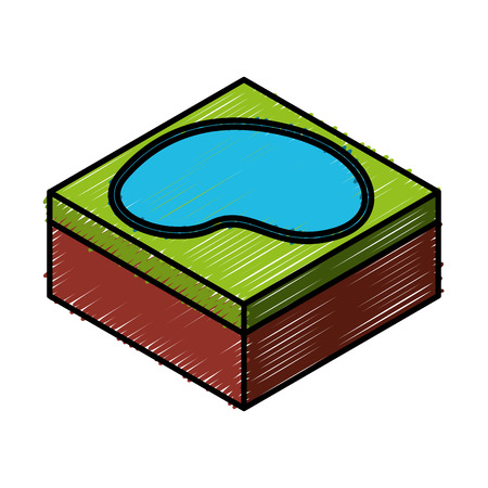lake terrain isometric icon vector illustration designのイラスト素材