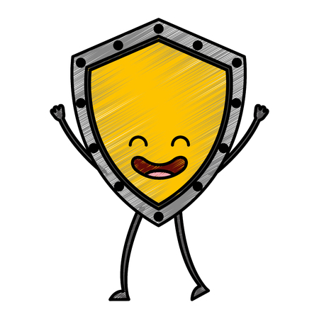 A security shield kawaii character vector illustration designのイラスト素材