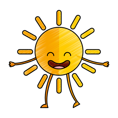 Summer sun kawaii character vector illustration design.のイラスト素材